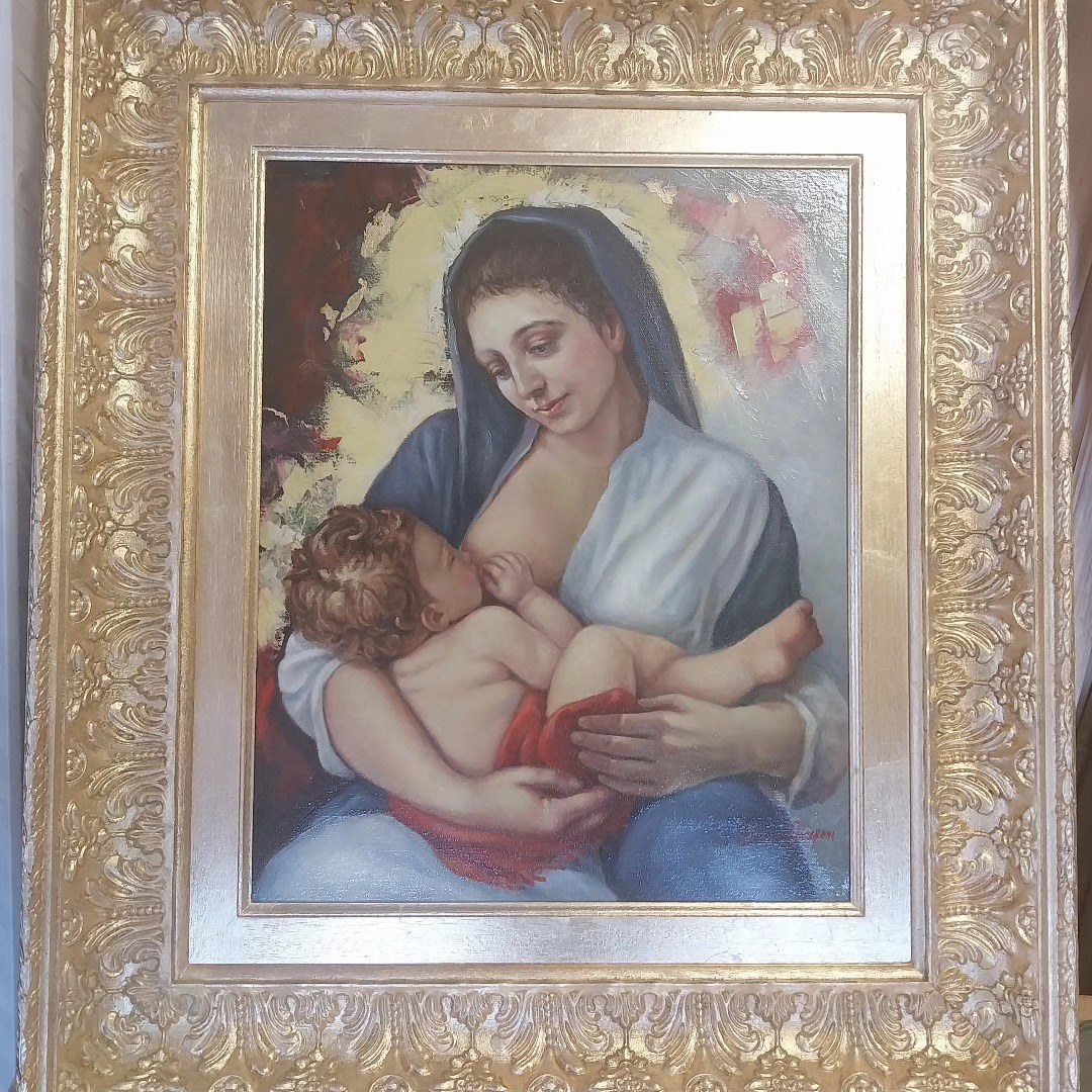 Oro imitazione in foglia su passepartout e cornice